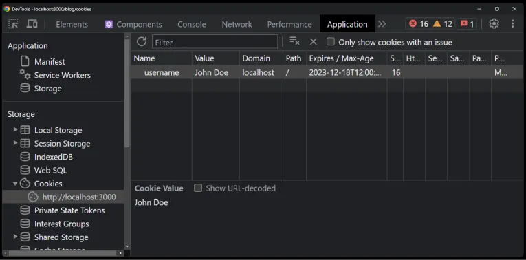 screen pokazujacy lokalizacje plików cookie w DevTools